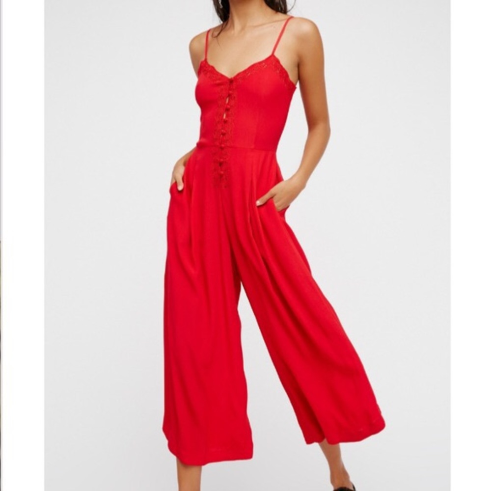 Free People Eileen coral jumpsuit